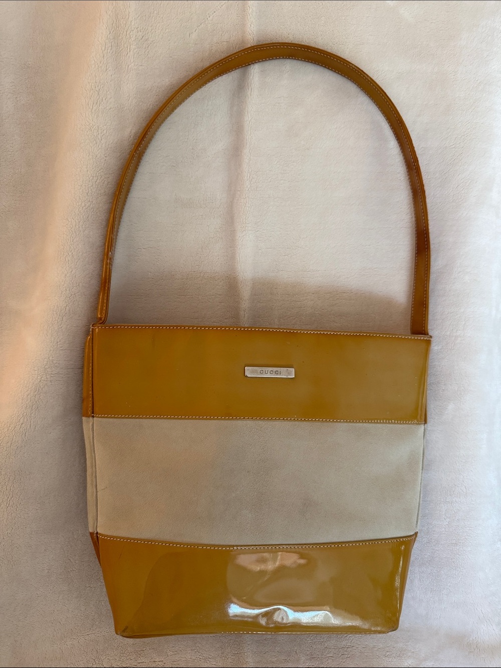Authentic Gucci Suede & Patent Leather Shoulder Bag Vintage Gucci